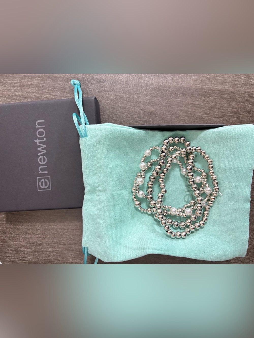 eNewton Layered Beaded Bracelet in Silver